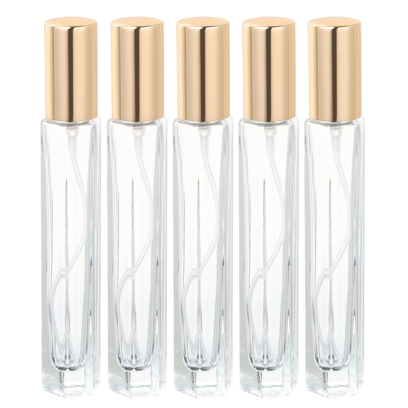 5-Pack 10ml Clear & Gold Fine Mist Refillable Spray Bottles