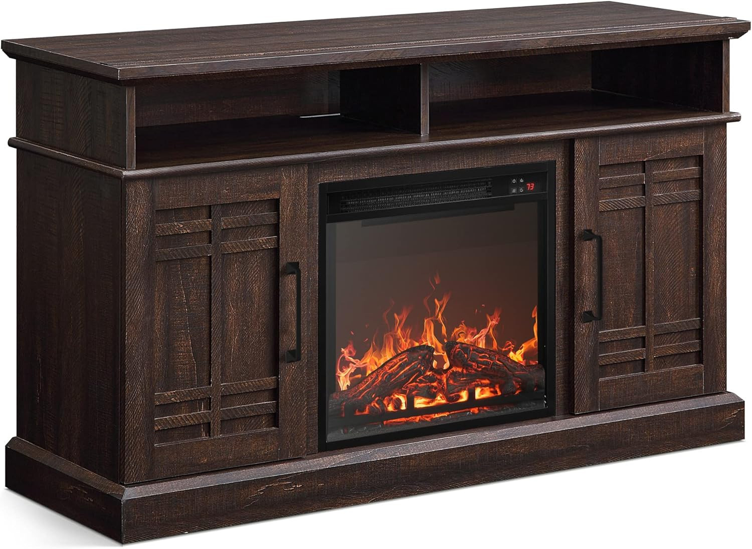 48" Modern TV Stand with Electric Fireplace - Espresso Finish for TVs up to 50
