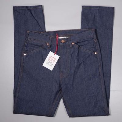 NWT Topo Designs 5 Pocket Button Fly Jeans Regular Fit Made in USA Mens 31x34