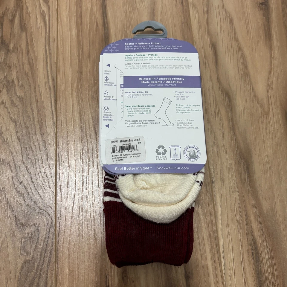 Носки женские Qty 2 Sockwell Easy Does It M-L(8-11) клюквенная полоса шерсть мериноса - Изображение 3 из 4