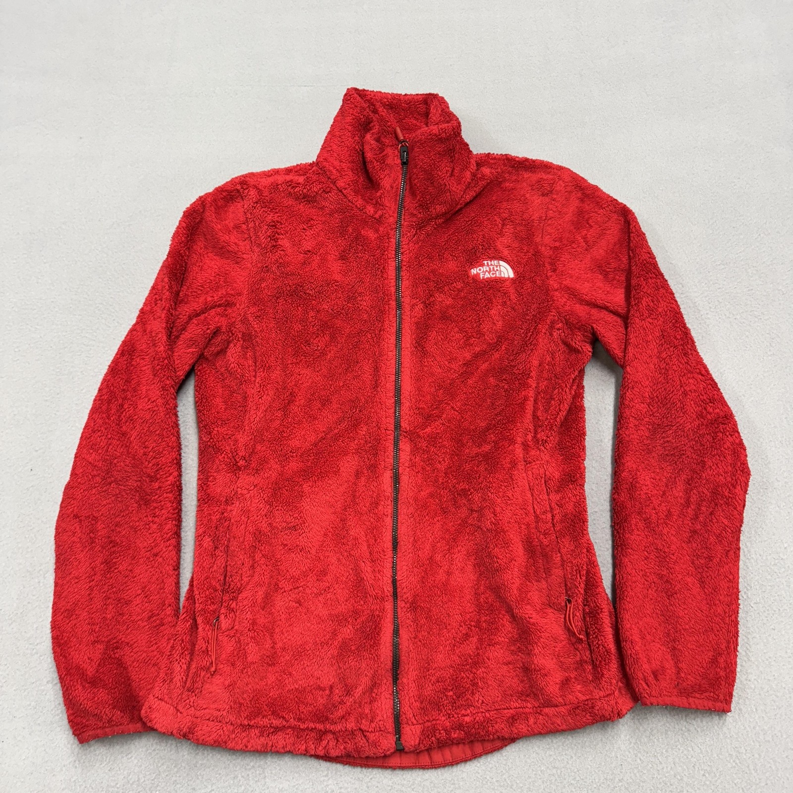 North Face Fleece Jacket Womens Small Red Osito Full Zip Soft Warm Coat