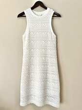 NWT By Anthropologie Sleeveless Textured Knit Mini Dress in Ivory Size S / Small