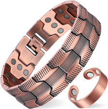 3X Copper Bracelet for Men Triple Ultra Strength Magnets, Masculine Design Pure
