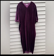 AS IS 70s Halston IV Velvet Mumu Caftan Kaftan Dress Burgundy