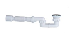 Bath Shower Drain Low Profile p Trap 1 1/2" Flat 1.5 inches, White