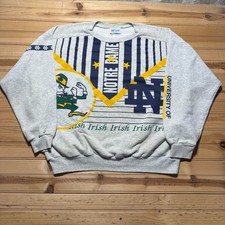 Vintage 90s Notre Dame Fighting Irish NCAA Sports Graphic Sweatshirt USA - XL