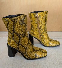 Stivali Co Wren gialli in pelle di serpente punta quadrata tacco a blocco - taglia 6/39