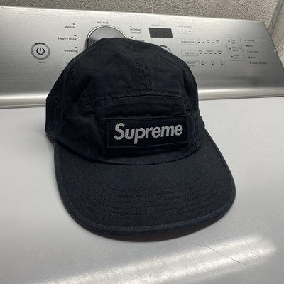 Supreme Camp Cap 5 Panel Black Strapback Hat 100% Cotton OG