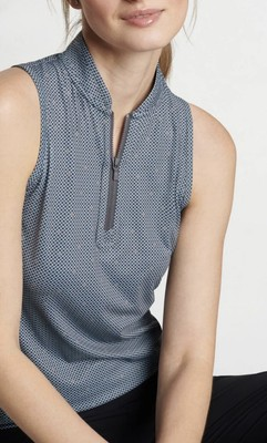#ad New PETER MILLAR Women SMALL North Star Sleeveless Zip Golf Polo in Graphite $95 $44.00