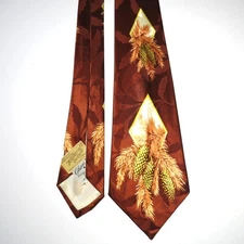 Vintage Cravat Cohama Swagger by Steber Men's Rust Necktie Pinecone Pattern
