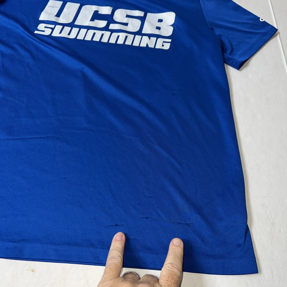 Camisa Atlética Adidas Emitida por el Equipo de Natación Gauchos UCSB De Colección Azul Medio NCAA Foto 4 de 4