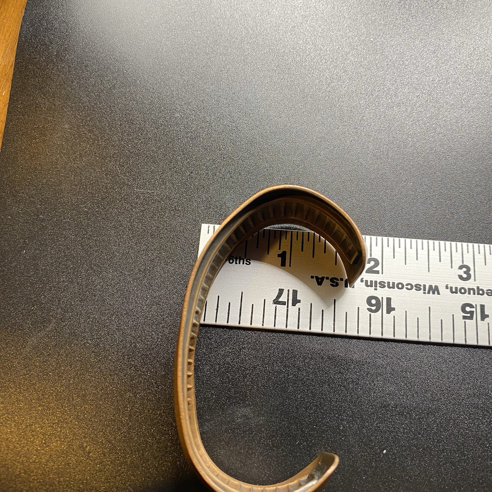 Solid Copper Cuff Bracelet Textured Pressed Metal - image 5