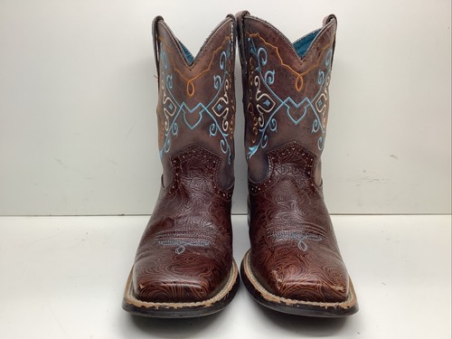 WOMENS ARIAT COWBOY SQUARE TOE FLORAL BROWN BOOTS SIZE 8 B - Picture 2 of 10