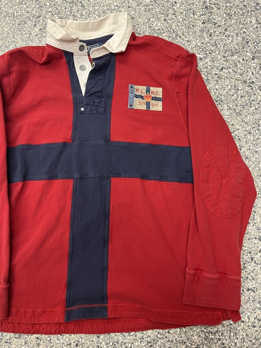 PolobyRalphLauren RugbyShirt 刺繍 90s XXL Vintage Polo by Ralph Lauren Short Sleeve Rugby Shirt Bold