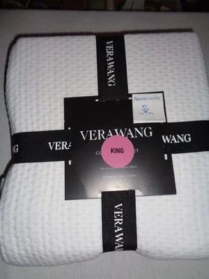 VERA WANG 100% Cotton Matelasse KING blanket - Soft touch/Cozy - Diamond pattern - Image 1 of 3