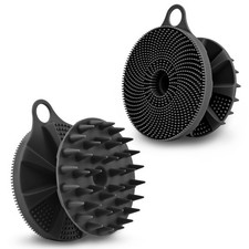 2-in-1 Silicone Body Scrubber and Scalp Massager Shampoo Brush, Food-Grade Soft