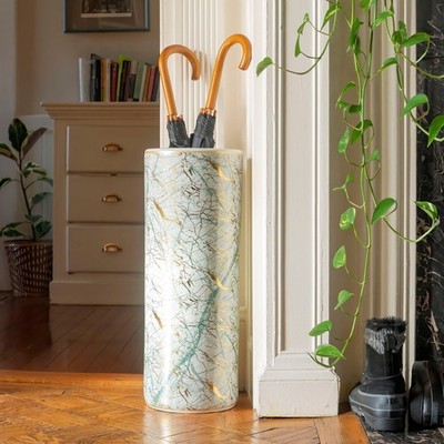 24'' Abstract Green & Gold Umbrella Stand