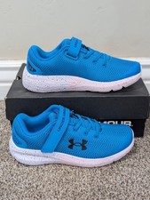 Size 2Y Unisex Under Armour PS Pursuit 2 AC Blue Hook  Loop Athletic Sneakers