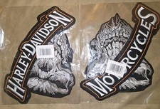 2 toppe teschio Harley-Davidson ricamate nuove in confezione ~ GRANDE toppa teschio moto