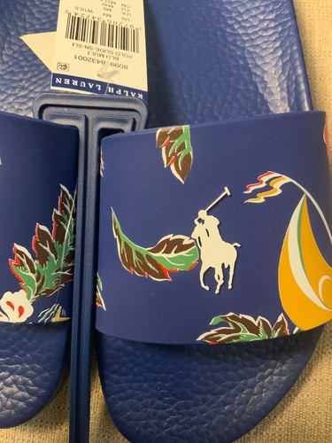 Polo Ralph Lauren Iconic Polo Player Maritime Slides Unisex Gr. M 9 W 10,5 Neu mit Etikett - Bild 4 von 9