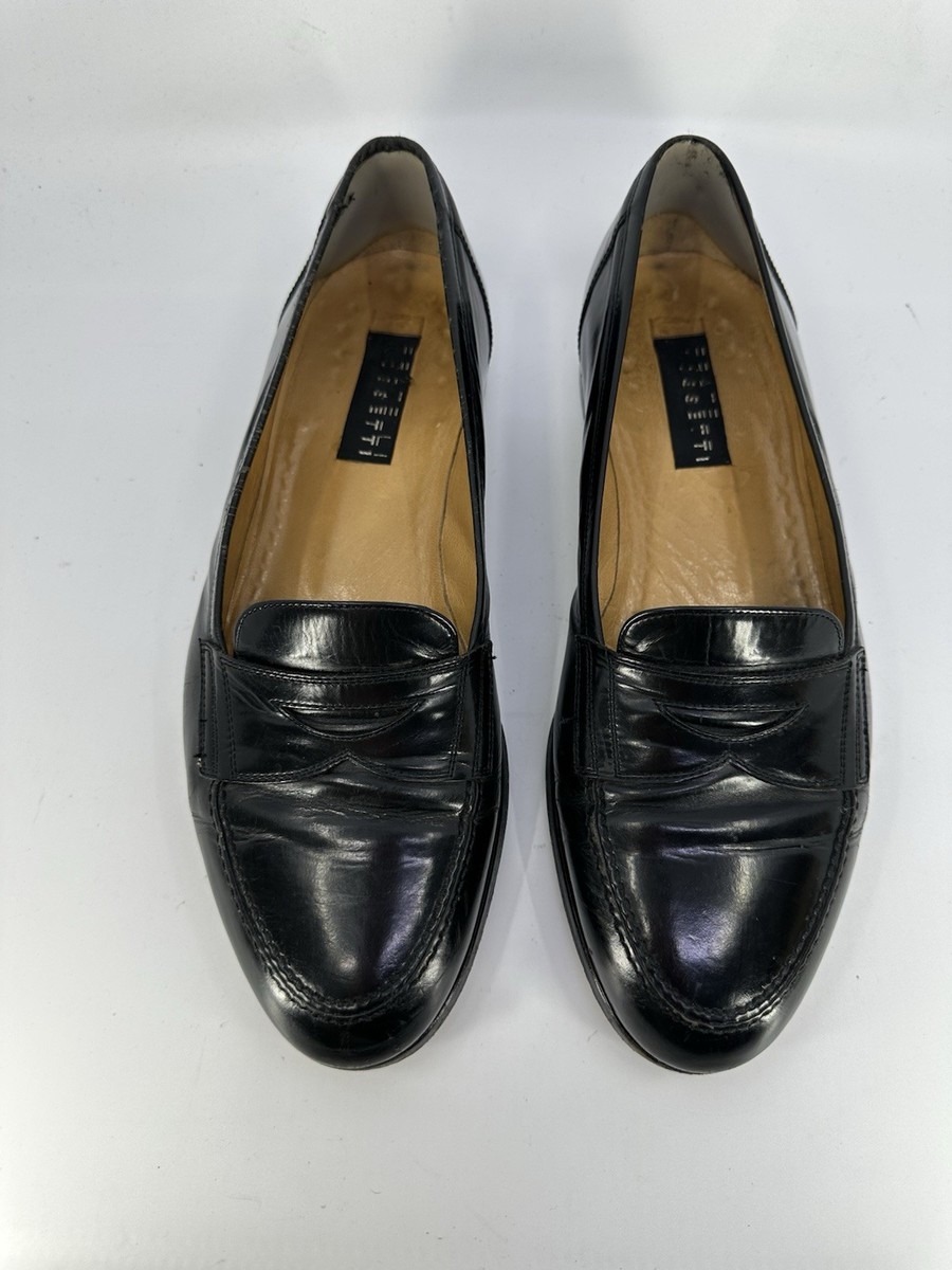 Vintage Fratelli Rossetti Men's Blk Leather Loafers Sz 9 Pre-owned