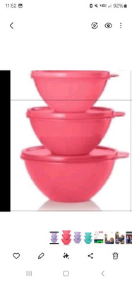 NEW TUPPERWARE 6 PIECE PINK WONDERLIER BOWL SET 4.5 CUP 3.25 CUP 2 CUP