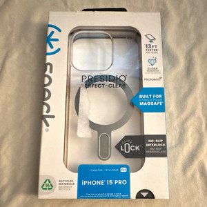 Speck Presidio Perfect-Clear ClickLock MagSafe Case for iPhone 15 Pro Clear