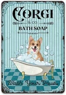 Vintage Dog Tin Metal Signs Home Décor 8x12 Corgi Co. Bath Soap Wash Your Paws F