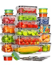 40 Pcs Clear Food Storage Containers, Bpa Free, With Labels, Lids