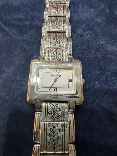 Brighton Women's Vintage Quartz Rectangle Watch Roman Numerals Silver Dresden 