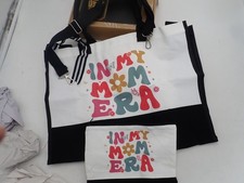 Mama Mother Grandmas Nana w/Canvas Tote Bag  Makeup Bag Says "In My Mom Era"