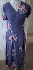 Joules Blue Floral 'Calie' Wrap Dress Size UK10