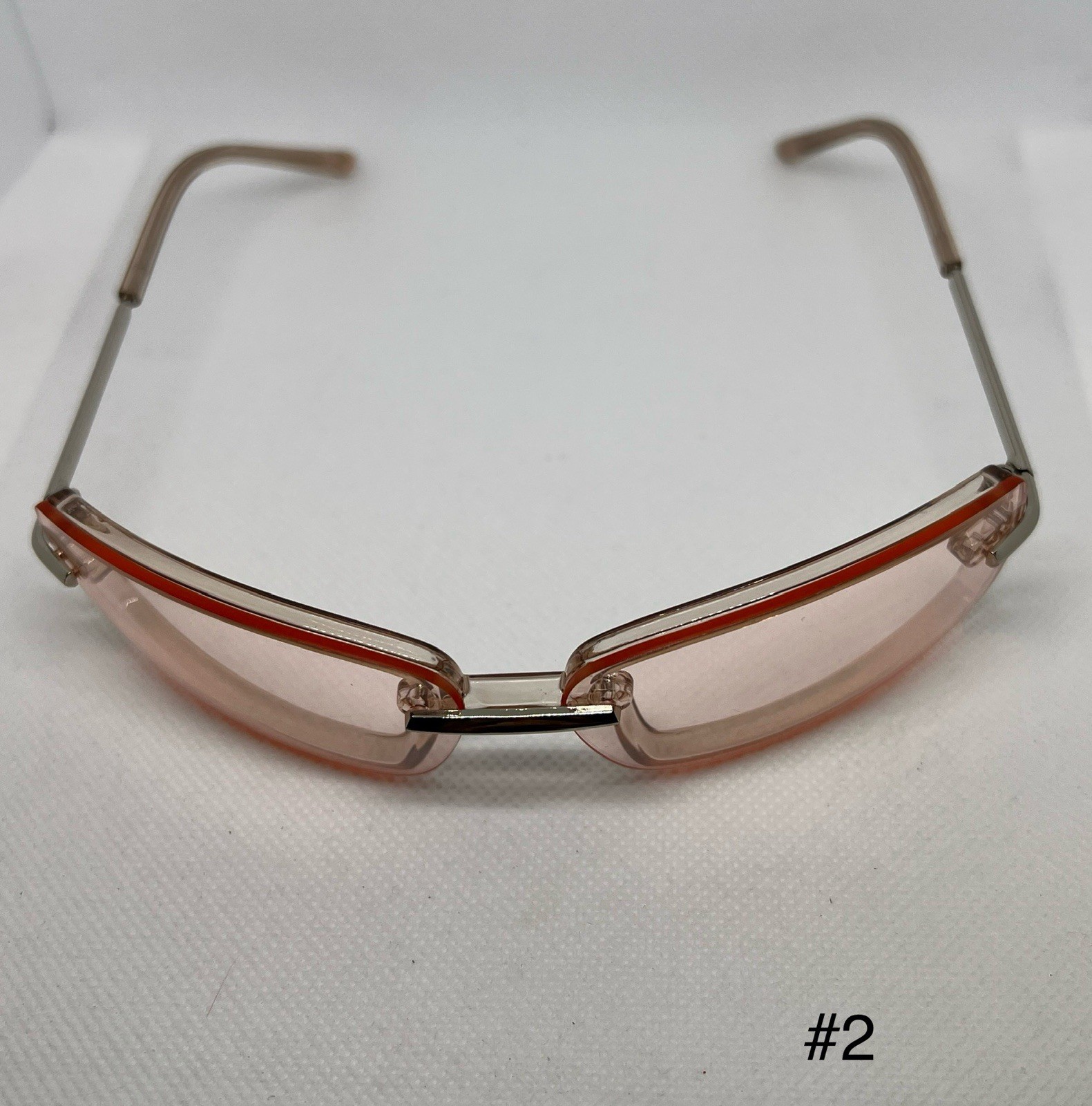 Pink Transparent Rectangular Sunglasses Slim Meta… - image 4