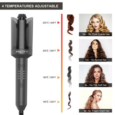 Pretfy Automatischer Lockenstab USB-aufladbar Mit Links-Rechts-Rotation