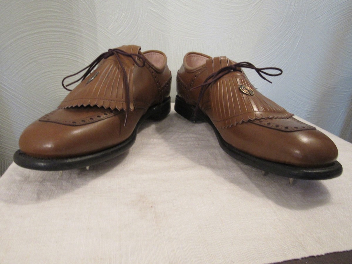 Etonic Vtg Mens Brown Leather Kiltie Golf Shoes USA L116093 10 M Classic Spikes Classic Golf Shoes - Etsy main image 3