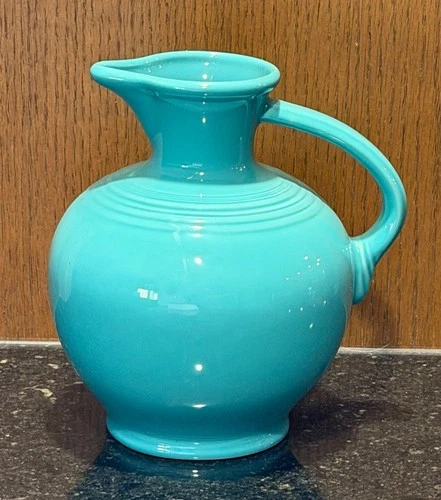 Homer Laughlin Fiestaware Carafe Pitcher Turquoise Green 60oz Handle HCL Retired