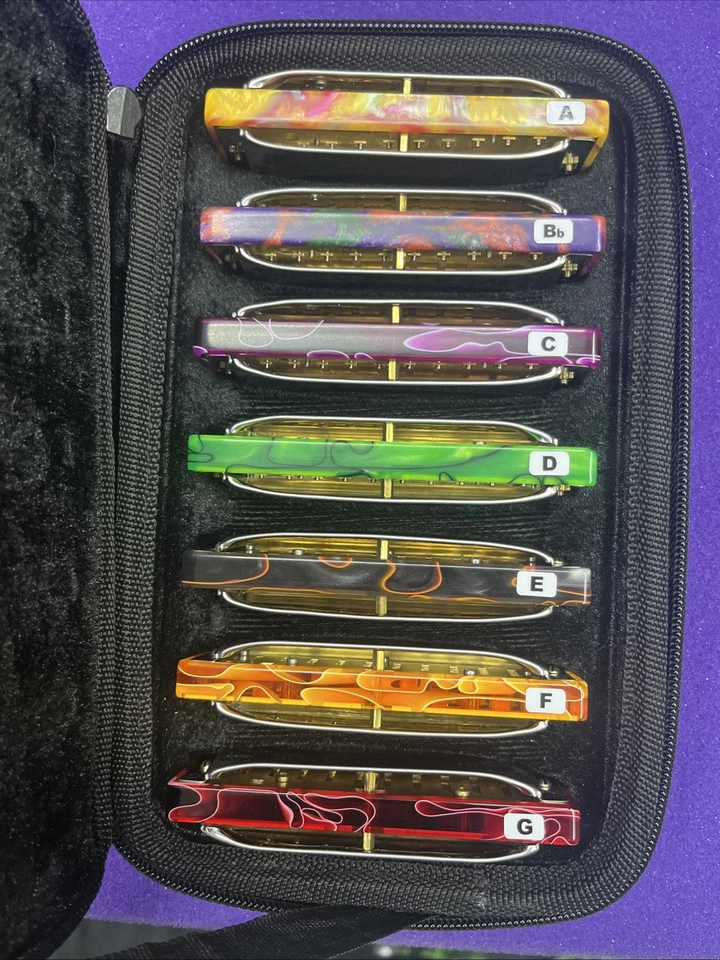 Hohner Special 20 Custom Harmonica 7 Piece Set W/ Blue Moon Combs & Custom Setup - Image 4 of 4