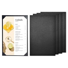 WeChef 5 Pack Leather Menu Covers 8.5"x14" Single Page Angled Corners Wine List