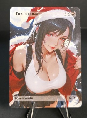 Tifa Lockhart Santa Waifu the Gathering, Custom Anime Final Fantasy Trading Card