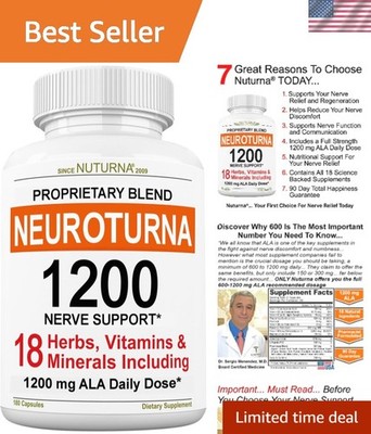 Advanced Neuropathy Support Formula - 180 Capsules, 1200 mg ALA for Nerve Health