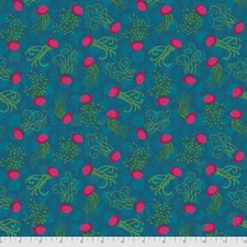 Free Spirit Odile Bailloeul MagiCountry Mini Aquatic Blue Cotton Fabric by Yard