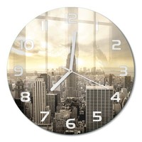 Runde Wanduhr Aus Glas Glas-Wanduhr Manhattan New York WeißE Zeiger Fi30 Cm
