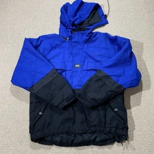 Helly Hansen Workwear Jacket Mens XL Blue Black Hooded Canvas Parka