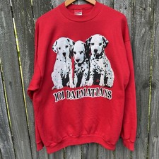 Vintage Disney 101 Dalmatians Crewneck Sweatshirt One Size 24x28 Red 90  s