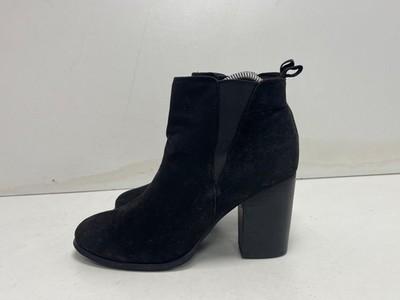 River Island Damen Schwarz Wildlederimitat Zum Überziehen Stiefelette Schuhe UK(6) EUR(39)-A139