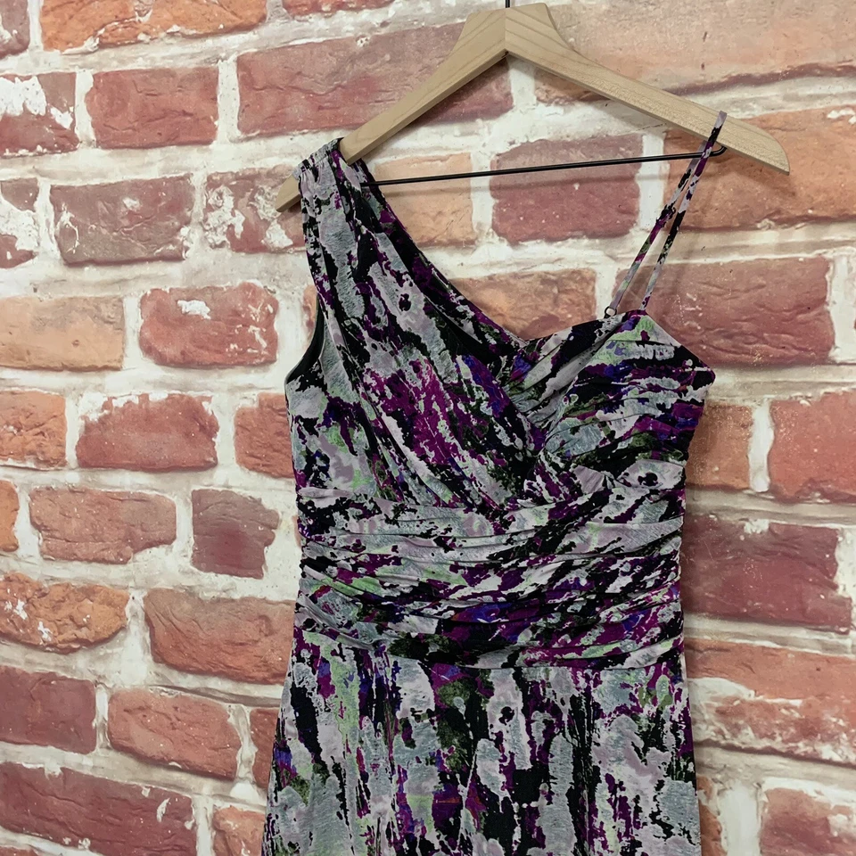 Vestido Andrew Marc New York Una Correa Mujer 6 Multicolor Abstracto Plisado Foto 3 de 4