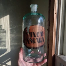 1860 CRUDE WHITTLED CIVIL WAR ERA TINCT.AMARA BIG 11 1/4"APOTHECARY MED BOTTLE