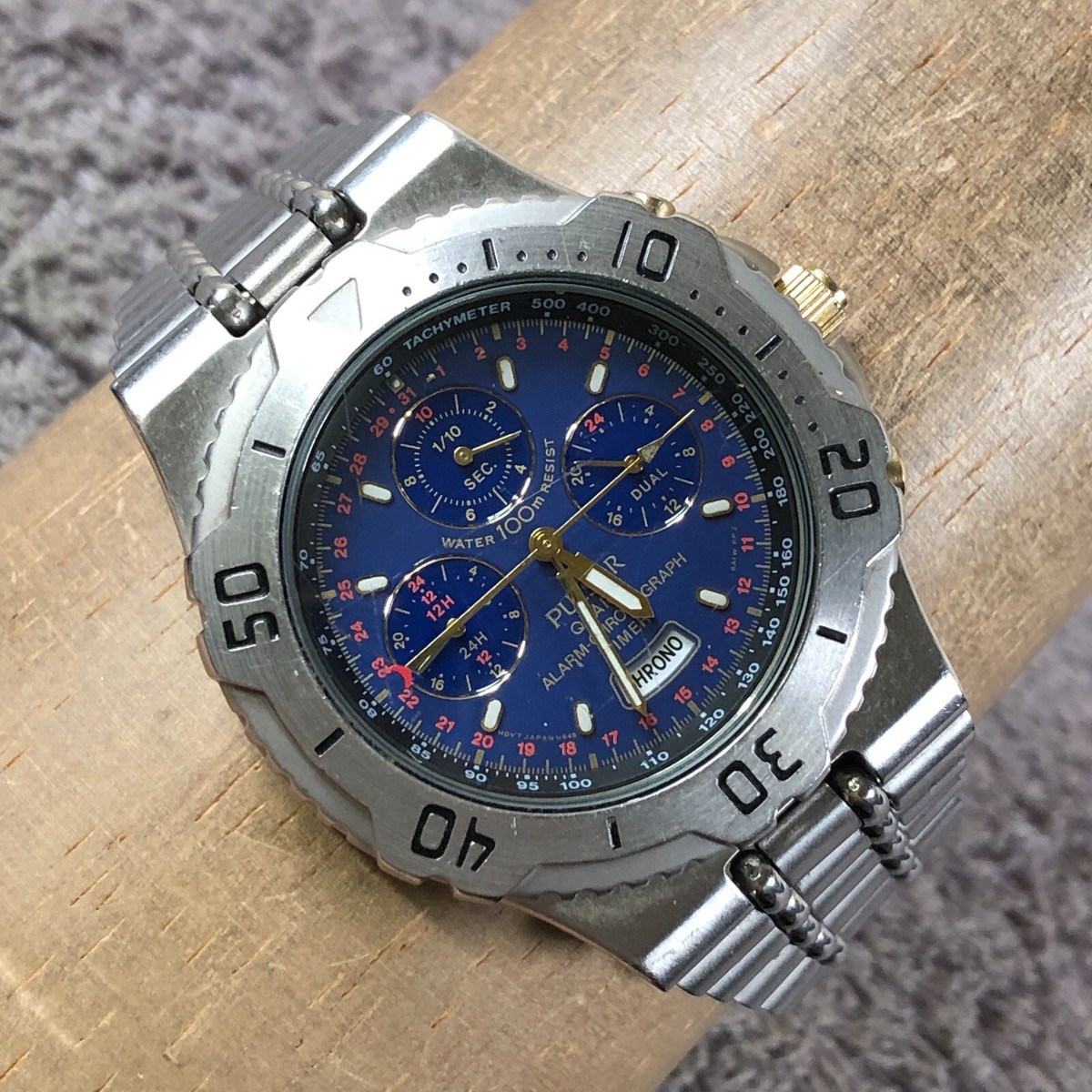 Pulsar N945-6a10 100m Quartz Alarm Chronograph Stainless Watch