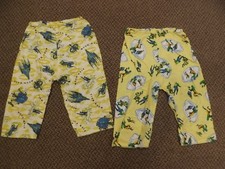 Vtg 1960s NEW Pair Boys Sz 3 Flannel Lounge Pants Football & Apollo 11 Rocket