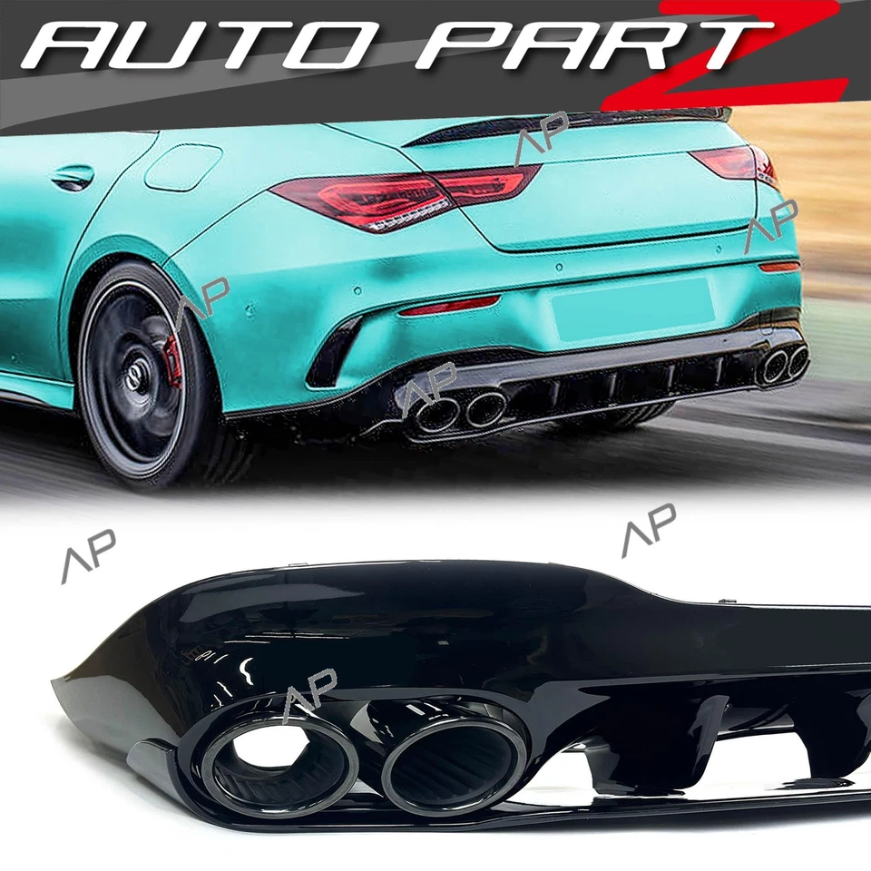 Schwarz Heckdiffusor Auspuff Blende für Mercedes CLA W118 C118 X118 AMG Line 19+